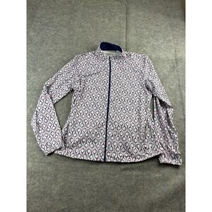 San Soleil Jacket Women L Pink Tennis Raquet Print Full Zip UV 50 Athletic